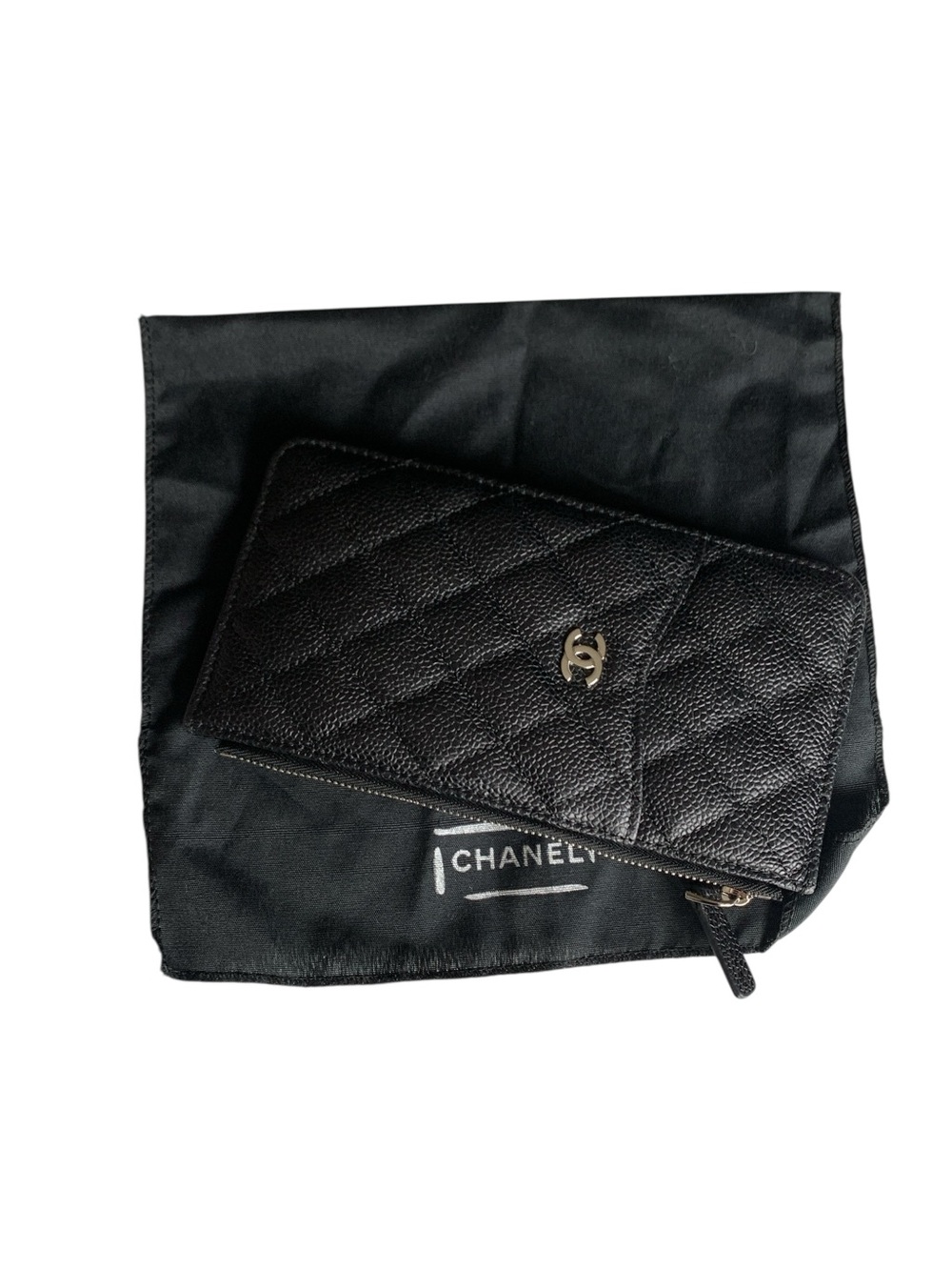 🆕🖤 CC Quilted Caviar Card Holder Wallet with Zip Pocket - Picture 3 of 6
